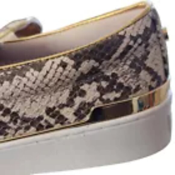 Guess Faux Snakeskin Slip-On Sneakers WOMENS Shoe Gold Trim Tan Brown GUC 8.5M - Picture 3 of 15